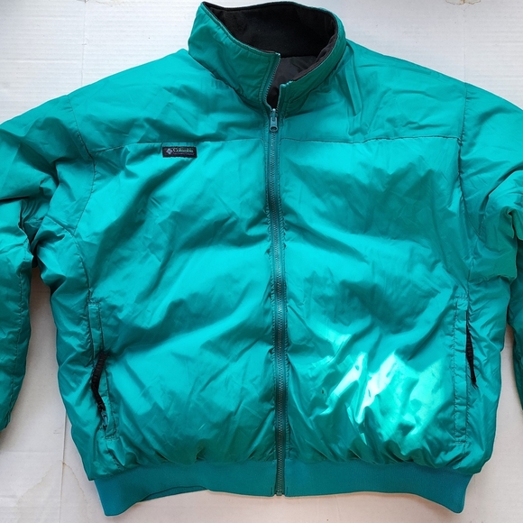 Vintage Columbia Reversible Black & Teal Insulated Down Puffer Jacket - Picture 6 of 12
